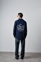 Men's Eternal Embroidered Long Sleeve Linen Oversized Shirt Navy Blue - 7