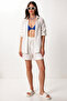 Embroidered Muslin Shirt Shorts Set Lax0014 White Blue - 4