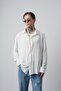 Men's Embroidery Detailed Long Sleeve Aerobin Oversized Shirt White