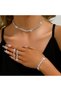 Silver 4pcs Women's Jewelry Set Rhinestone Necklace Earrings Bracelet Wedding Dress Accessories - 8