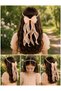 Girl's Pearl Organza Bow Crown – Hair Crown with Long Ribbon |   Wedding, Birthday, Photo Shoot, Show - 2