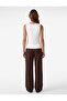 Slim Fit Draped Viscose Degaje Collar Sleeveless Blouse with Metal Accessories - 4