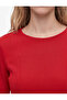 Cotton Slim Fit Corset Detailed Boat Neck Long Sleeve T-Shirt - 5