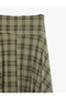 Asymmetrical Cut Plaid Patterned Tulle Midi Skirt - 8