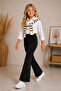 Girls' Stoned Spanish Flared Pants Leggings – Beige & Black - 3