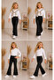 Girls' Stoned Spanish Flared Pants Leggings – Beige & Black - 2