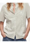 Regular Fit Cotton Asymmetrical Buttoned Poplin Short Sleeve Court Collar Checkered Shirt - 5
