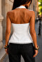 Women's White Lace Detailed Halter Neck Backless Peplum Vest Blouse - 2