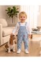 Ruffle Dog Knitted Denim Fabric Salopet and T-Shirt 2-Piece Set - 6