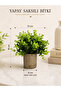 Realistic Artificial Green Plant in Decorative Vintage Gray Pot - Modern Table and Shelf Flower - 2