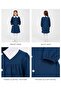Blue School Apron for Girls with Elastic Sleeves - 3