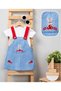 Rabbit Mushroom Embroidered Knitted Denim Fabric Salopet and T-Shirt 2-Piece Holiday Set - 3