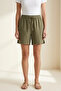 Faark Women's Viscose Linen Shorts with Comfortable Cut and Slit Detail - 2