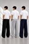Men's 3-Piece Wide Leg Tracksuit Black Gray Navy Blue Comfortable Fit - 3