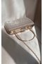 Women's Gold Laser Fabric Stylish Evening Dress Portfolio Bag with Extra Chain and Detachable Handle - 3
