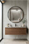 Round Wall Mirror with Black Frame and Integrated Touch Controls 80CM - 2