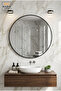 Round Wall Mirror with Black Frame and Integrated Touch Controls 80CM