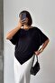 Crep Women's Viscose Fabric Draped Bat Sleeve Asymmetrical Loose T-Shirt - 2