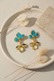 Yellow Color Turquoise Enamel Butterfly and Flower Figured Dangle Bijoux Earrings - 6