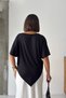 Crep Women's Viscose Fabric Draped Bat Sleeve Asymmetrical Loose T-Shirt - 4