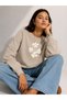 Women's Lossy Rowe Graphic Floral Printed Comfortable Fit Crew Neck Beige Sweatshirt