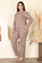 Text Printed Plus Size Pajama Set - 2