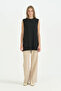 Chiffon Front Sleeveless Combed Cotton Undergarment - Black
