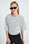 Striped Blouse with Draped Sides - 2