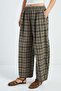 Plaid Patterned Elastic Waist Pants - 7