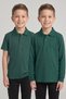 Boys' School Nefti Green Long and Short Sleeve Polo Collar T-Shirt Smoked Ribbed Waist Pants 3-Piece Top and Bottom Set - 2