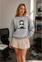 Women's Linear Women's Graphic Printed Comfortable Fit Crew Neck Gray Sweatshirt - 2