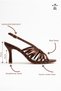 Taran Brown Satin Open Toe Buckle Detailed Caged Women's Heeled Shoes - 2