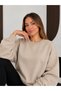 Women's Crew Neck Comfortable Wool Blend 2Nd Product 1 Tl Beige Sweatshirt - 2