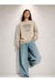 Women's Athletics Star Printed Comfortable Fit Crew Neck Beige Sweatshirt - 3
