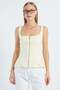Zippered Thick Strap Peplum Blouse - 3
