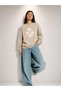 Women's Lossy Rowe Graphic Floral Printed Comfortable Fit Crew Neck Beige Sweatshirt - 3