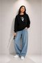 Women's Face Women's Buckle Graphic Comfortable Fit Crew Neck Black Sweatshirt - 2