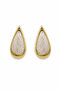 Yellow Tone Framed Cream Color Drop Bijouterie Earrings