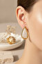 Yellow Tone Framed Cream Color Drop Bijouterie Earrings - 6