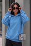 Bery Women's Two-Thread Ruffled Oversize Hooded Basic Sweatshirt |   Kangaroo Pocket Solid Color Casual Ho