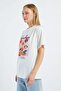 Peach Printed Crew Neck Casual T-Shirt - 4