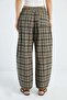 Plaid Patterned Elastic Waist Pants - 8
