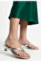 Rupa silver leather heeled slippers