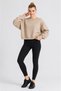 Women's Crew Neck Comfortable Wool Two-Thread Beige Sweatshirt