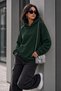 Bery Women's Two-Thread Ruffled Oversize Hooded Basic Sweatshirt |   Kangaroo Pocket Solid Color Casual Ho - 2