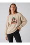 Women's Elderly Monkey Special Design Comfortable Fit Crew Neck Beige Sweatshirt - 3