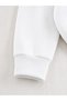 Women's Colorful Flowers Branch Printed Sleeve Detailed Comfortable Fit Crew Neck White Sweatshirt - 3