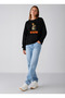 Women's Static Written Television Printed Graphic Comfortable Fit Crew Neck Black Sweatshirt - 2