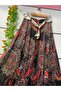 Patterned Chiffon Skirt with Belt and Lining - 3