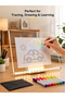 لوح رسم وكتابة أكريليك مضيء PL-26، إضاءة LED تعمل بـ USB، سطح قابل للمسح وإعادة الاستخدام، حامل قابل للتعديل وأقلام نيون - شفاف/أبيض
